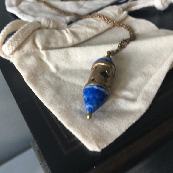 Pamela Love antiquated brass chain and lapis lazuli pendant - Picture 3 of 7